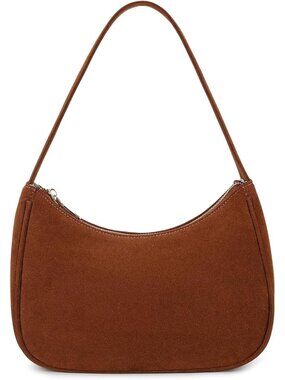 Women Suede-brown Shoulder Tote Bag Cute Hobo Mini Clutch Zipper Bag